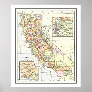 Carte de Californie de 1911 Poster