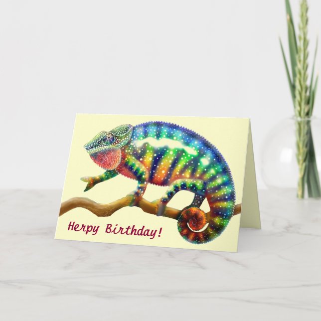 Carte de caméléon de joyeux anniversaire de Herps (Devant)