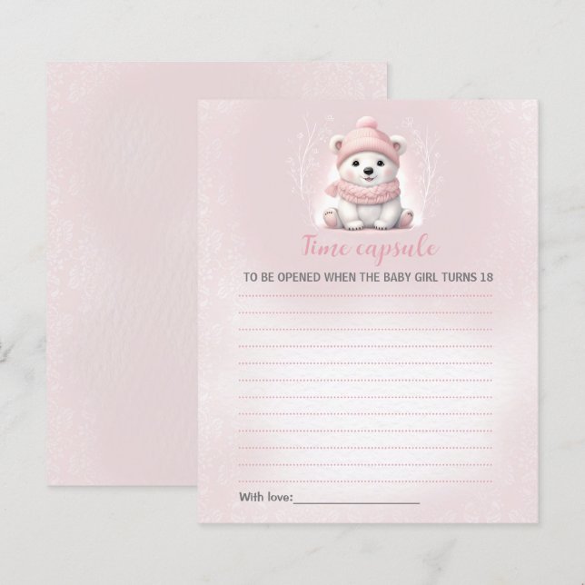 Carte de capsule temps de Baby shower de fille d'h (Devant / Derrière)
