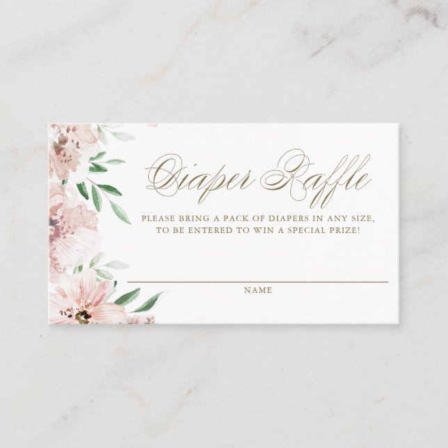 Carte de carafe Baby shower floral rose Mauve (Devant)