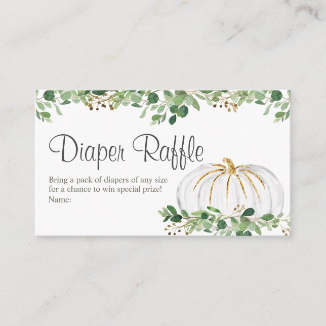Carte de carafe Citrouille blanc vert floral (Devant)
