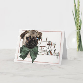 Carte de carlin de joyeux anniversaire