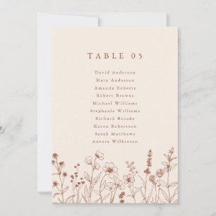 Carte de carte de tableau de Fleur sauvage rustiqu