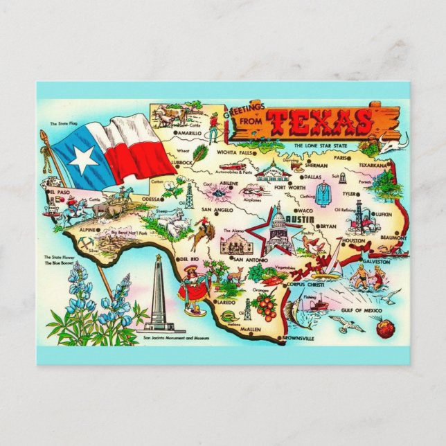 Carte de carte postale de salutation du Texas (Devant)