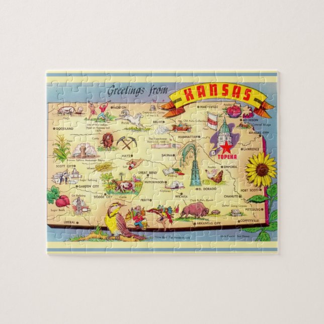 Carte de carte postale Kansas Jigsaw Puzzle (Horizontal)