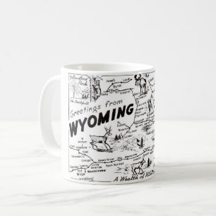 Carte de carte postale noir et blanc de la Mug Wyo