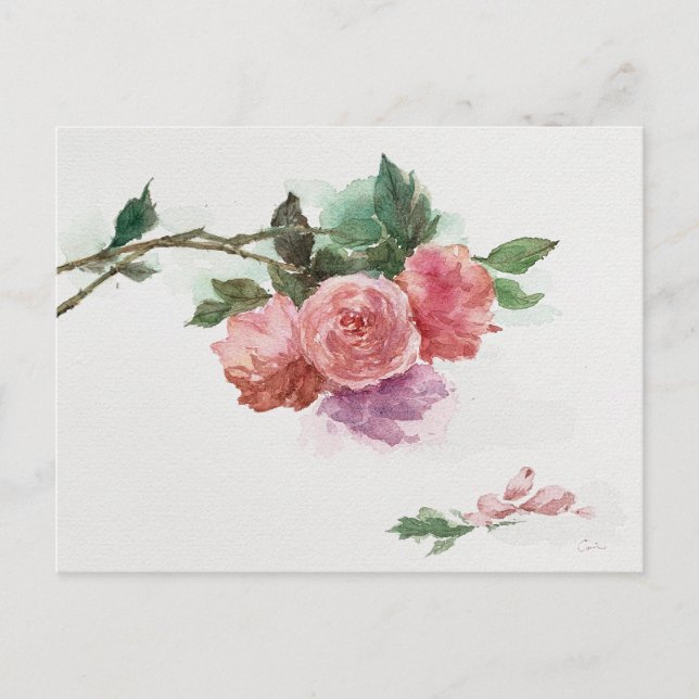 Carte de carte postale rétro roses fleurs (Devant)