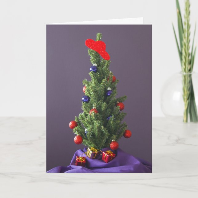 Carte de Casquette rouge sapin de Noël (Devant)