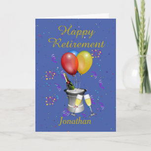 Carte de célébration bleue de retraite