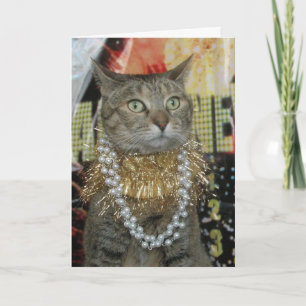 Carte de célébration de bonne année de chat tigré