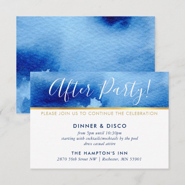CARTE DE CÉLÉBRATION DE FÊTE or couleur bleu clair (Devant / Derrière)