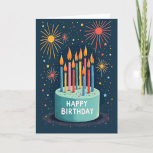 Carte de célébration de gâteau sarcelle
