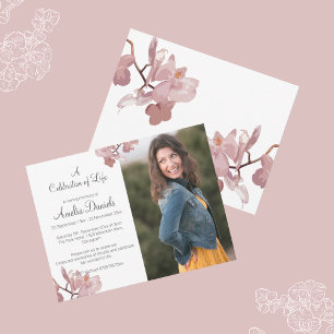Carte de célébration de la vie avec photo d'orchid