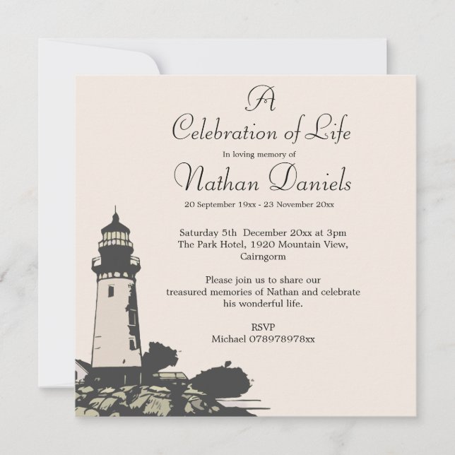 Carte de célébration de la vie du phare (Devant)