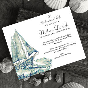 Carte de célébration de vie de yacht bleu