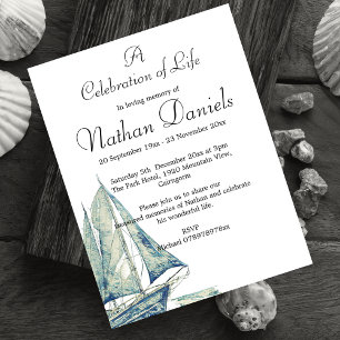 Carte de célébration de vie de yacht bleu