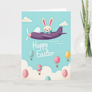 Carte de célébration du lapin volant