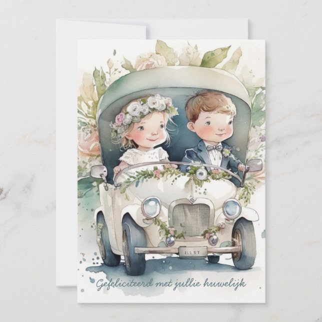 Carte de célébration du mariage du couple de voitu (Devant)