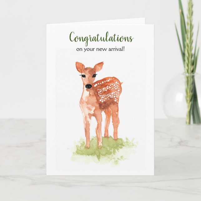 Carte de cerf de baby shower à thème forestier (Devant)