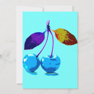 Carte de cerises bleu clair vif