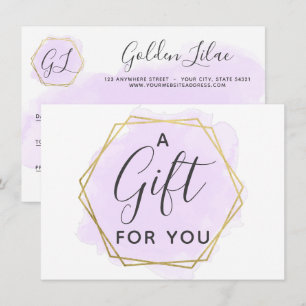 Carte de certificat-cadeau aquarelle violette et o