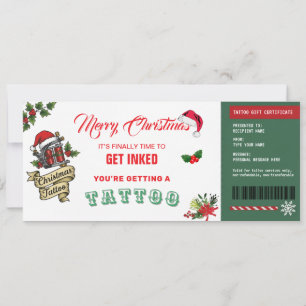 Carte de Certificat Cadeau de Tatouage de Noël