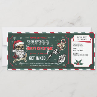 Carte de Certificat Cadeau de Tatouage de Noël