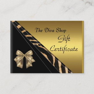 Carte de certificat cadeau Elegant Gold Black