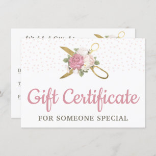 Carte de certificat-cadeau Floral pour ciseaux à c