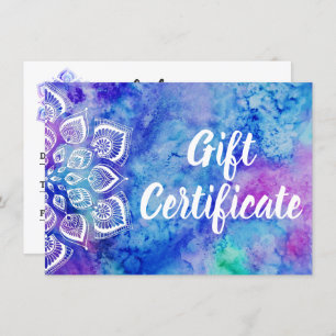Carte de certificat cadeau Holistic de Mandala Wat