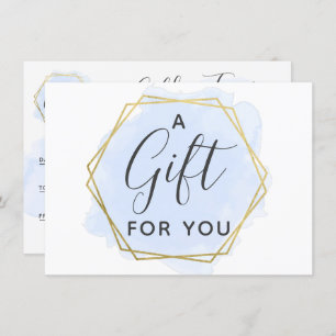 Carte de certificat-cadeau Light Blue Watercolor &