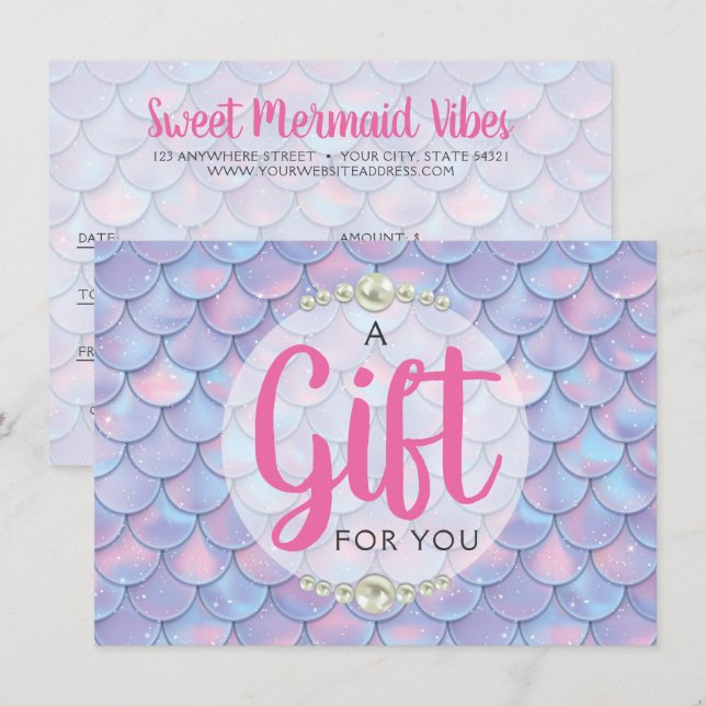 Carte de certificat-cadeau Mermaid Tail Scales Bou (Devant / Derrière)