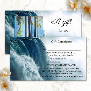 Carte de certificat cadeau photo Spa de la cascade