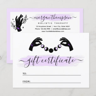 Carte de certificat cadeau Reiki pour lune mains m