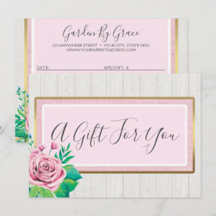 Carte de certificat-cadeau Rose Rustic Wood