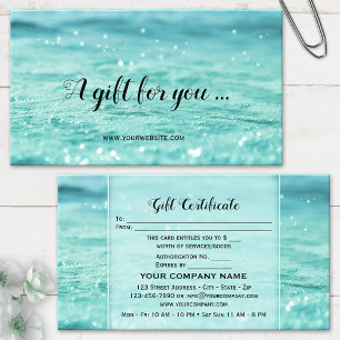 Carte de certificat cadeau Spa de beauté Water Spa