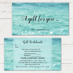 Carte de certificat cadeau Spa de beauté Water Spa