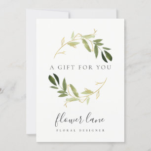 CARTE DE CERTIFICAT D'ARGENT VERT FOLIAGE WREATH