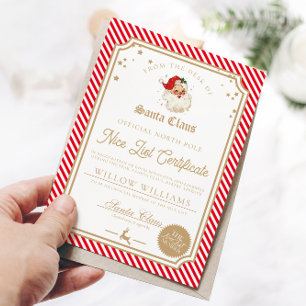 Carte de certificat de liste Nice Red Stripe