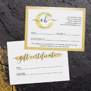 Carte de certificat Gold Minimalist Logo