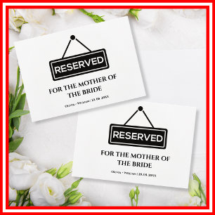 Carte de chaise réservée pour cérémonie de mariage
