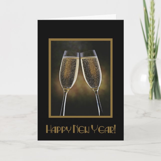 Carte de Champagne de nouvelle année (Devant)
