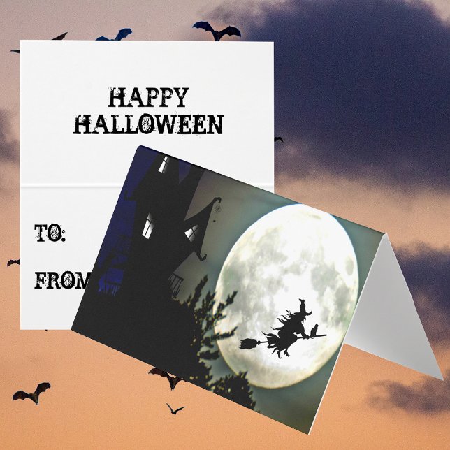 Carte de change Hauné House Moon Witch (Haunted House Moon Witch Classroom Exchange Card)