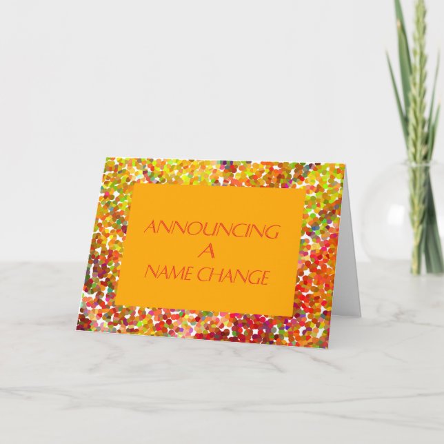 Carte de changement de nom, orange avec des taches (Devant)