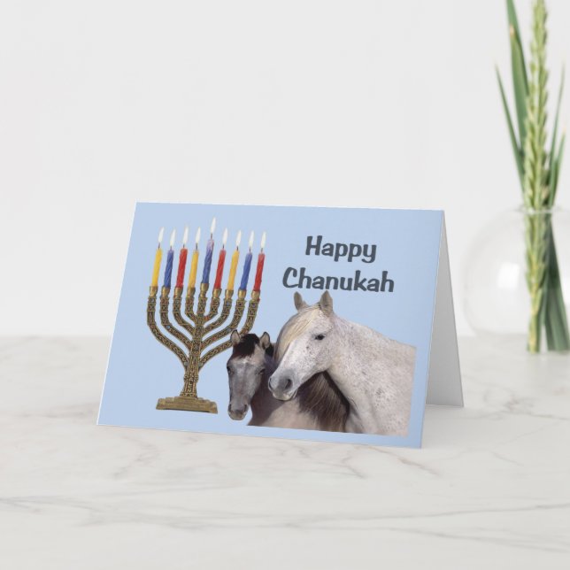 Carte de Chanukah d'amis de cheval (Devant)