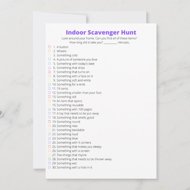 Carte de chasse au trésor intérieur (Devant)