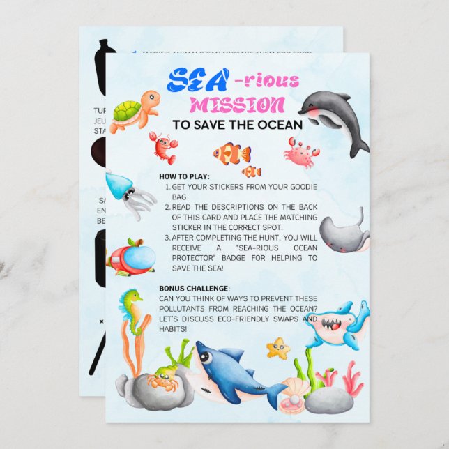 Carte de chasse au trésor SearivelyFun Ocean Prote (Devant / Derrière)