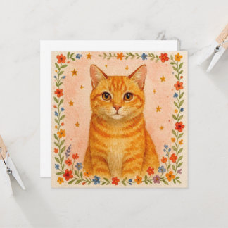 Carte de chat de fleurs.