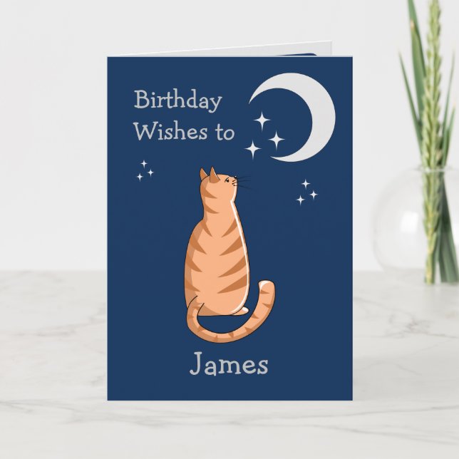 Carte de chat de gingembre de la lune (Devant)