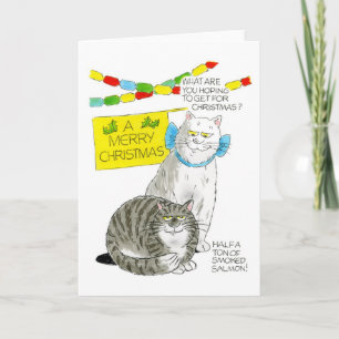 Carte de chat de Noël - Saumon